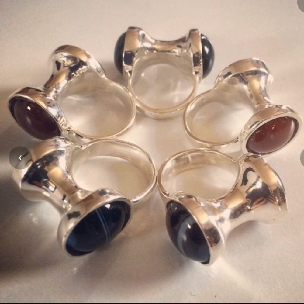 Onyx or carnelian handmade sterling silver ring